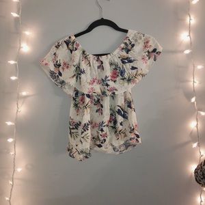 floral off the shoulder shirt